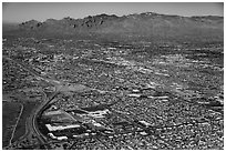 Aerial view of Tucson and mountains. Tucson, Arizona, USA ( black and white)