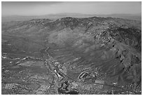 Aerial view of Tucson edges and Rincon Mountains. Tucson, Arizona, USA ( black and white)