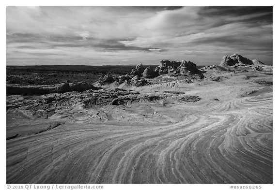 Swirl at the edge of White Pocket. Vermilion Cliffs National Monument, Arizona, USA (black and white)
