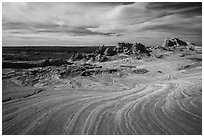 Swirl at the edge of White Pocket. Vermilion Cliffs National Monument, Arizona, USA ( black and white)