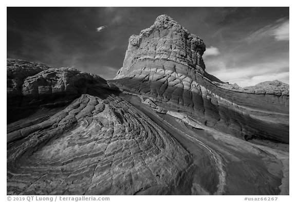 Multicolored twirled sandstone. Vermilion Cliffs National Monument, Arizona, USA (black and white)