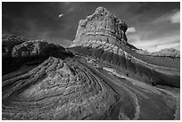 Multicolored twirled sandstone. Vermilion Cliffs National Monument, Arizona, USA ( black and white)