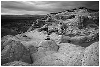 White pocket with stormy skies. Vermilion Cliffs National Monument, Arizona, USA ( black and white)