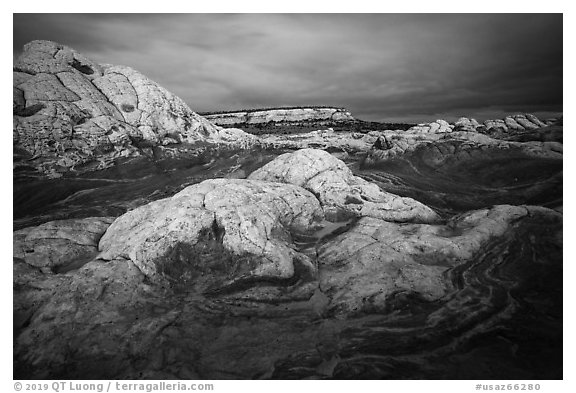 White pocket, stormy evening. Vermilion Cliffs National Monument, Arizona, USA (black and white)