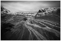 Sandstone streaks, White pocket. Vermilion Cliffs National Monument, Arizona, USA ( black and white)