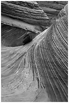 Striated rock walls, Coyote Buttes South. Vermilion Cliffs National Monument, Arizona, USA ( black and white)