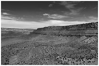 Aerial distant view of Vermillion Cliffs. Vermilion Cliffs National Monument, Arizona, USA ( black and white)