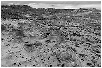 Aerial view of Cottonwood Teepees. Vermilion Cliffs National Monument, Arizona, USA ( black and white)