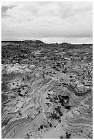 Aerial view of Coyotte Buttes South. Vermilion Cliffs National Monument, Arizona, USA ( black and white)