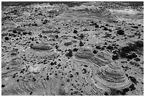 Aerial view of Cottonwood Teepees, Coyotte Buttes South. Vermilion Cliffs National Monument, Arizona, USA ( black and white)