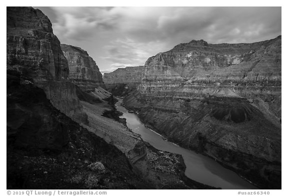 Colorado River from Whitemore Canyon Overlook. Parashant National Monument, Arizona, USA (black and white)