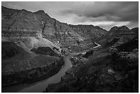 Grand Canyon at dusk from from Whitmore Canyon Overlook. Grand Canyon-Parashant National Monument, Arizona, USA ( black and white)