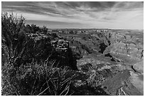 Sanup Plateau and Burnt Canyon from Grand Canyon Rim. Parashant National Monument, Arizona, USA ( black and white)