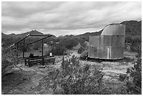 Abandonned farming equipment. Sonoran Desert National Monument, Arizona, USA ( black and white)