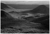 Afternoon shadows on the slopes of Table Mountain. Sonoran Desert National Monument, Arizona, USA ( black and white)