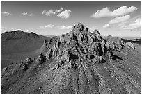 Aerial view of Ragged Top Mountain. Ironwood Forest National Monument, Arizona, USA ( black and white)