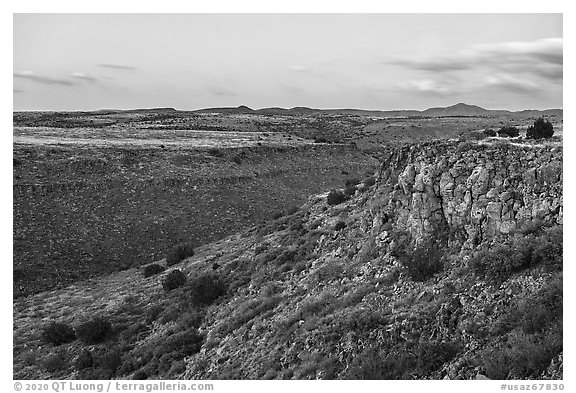 Silver Creek Canyon at dusk. Agua Fria National Monument, Arizona, USA (black and white)