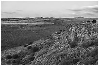 Silver Creek Canyon at dusk. Agua Fria National Monument, Arizona, USA ( black and white)