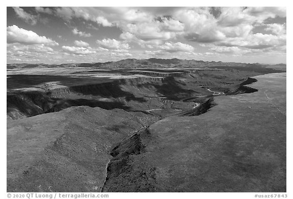 Aerial View, Agua Fria Canyon. Agua Fria National Monument, Arizona, USA (black and white)