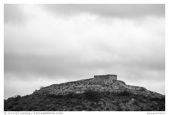 Hilltop Pueblo, Tuzigood National Monument. Arizona, USA (black and white)