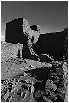 Wukoki Pueblo walls. Wupatki National Monument, Arizona, USA ( black and white)