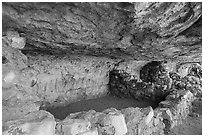 Cliffs dwellings, Walnut Canyon National Monument. Arizona, USA ( black and white)