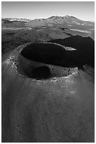 Aerial View of Sunset Crater and Humphreys Peak. Sunset Crater Volcano National Monument, Arizona, USA ( black and white)