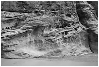 Wall with holes, Paria Canyon. Vermilion Cliffs National Monument, Arizona, USA ( black and white)