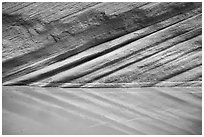 Striations reflected in water, Paria Canyon. Vermilion Cliffs National Monument, Arizona, USA ( black and white)