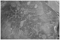 Archaic and Ancestral Puebloan petroglyphs. Vermilion Cliffs National Monument, Arizona, USA ( black and white)