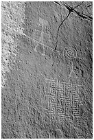 Maze petroglyph. Vermilion Cliffs National Monument, Arizona, USA ( black and white)