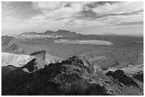 Silver Bell Mine and Silver Bell Peak from Waterman Peak. Ironwood Forest National Monument, Arizona, USA ( black and white)