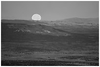 Moonset over Kinney Flat. Grand Canyon-Parashant National Monument, Arizona, USA ( black and white)