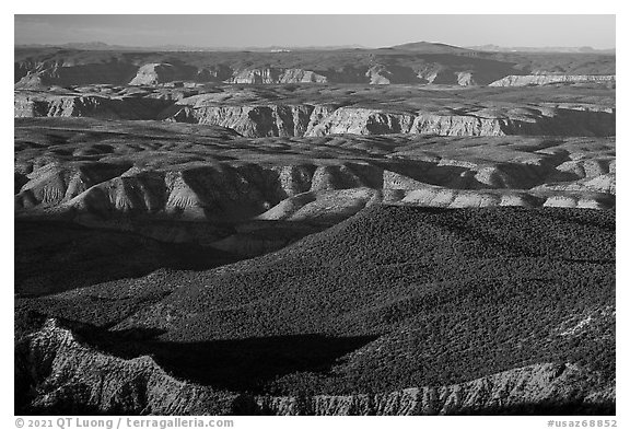 Bull Point and Mount Dellenbaugh. Grand Canyon-Parashant National Monument, Arizona, USA (black and white)