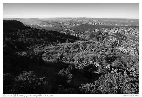 Grand Canyon and Hells Hole. Grand Canyon-Parashant National Monument, Arizona, USA (black and white)