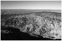 Hells Hole amphitheater from Mt Logan. Grand Canyon-Parashant National Monument, Arizona, USA ( black and white)