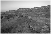 Aerial view of Vermillion Cliffs, dawn. Vermilion Cliffs National Monument, Arizona, USA ( black and white)