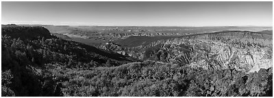 Grand Canyon and Hells Hole from Mount Logan. Grand Canyon-Parashant National Monument, Arizona, USA (Panoramic black and white)