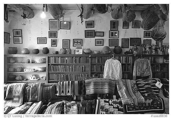 Navajo rugs and designs in the Hubbel rug room. Hubbell Trading Post National Historical Site, Arizona, USA