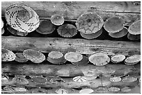 Native Indians baskets hanging from ceiling. Hubbell Trading Post National Historical Site, Arizona, USA ( black and white)