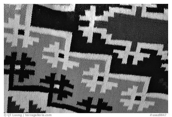 Detail of blanket with Navajo design. Hubbell Trading Post National Historical Site, Arizona, USA