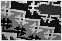 Detail of blanket with Navajo design. Hubbell Trading Post National Historical Site, Arizona, USA (black and white)