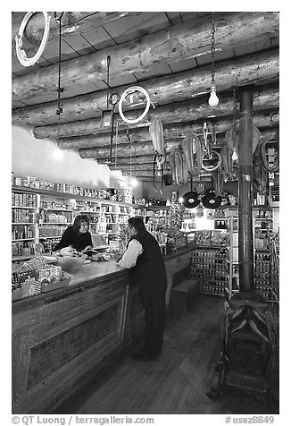 The main trading area. Hubbell Trading Post National Historical Site, Arizona, USA (black and white)
