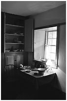 Room inside Winsor Castle. Pipe Spring National Monument, Arizona, USA (black and white)