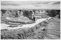 Canyon de Chelly from Tsegi Overlook, mid-morning. Canyon de Chelly  National Monument, Arizona, USA ( black and white)