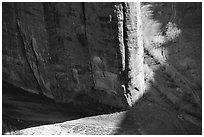 Light and shadows cast by the steep walls of Canyon de Muerto. Canyon de Chelly  National Monument, Arizona, USA ( black and white)