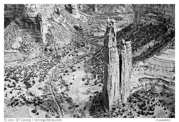 Spider Rock. Canyon de Chelly  National Monument, Arizona, USA (black and white)