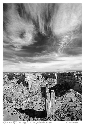 Spider Rock and skies. Canyon de Chelly  National Monument, Arizona, USA