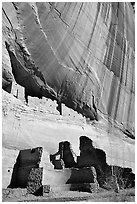 White House Ancestral Pueblan ruins. Canyon de Chelly  National Monument, Arizona, USA ( black and white)