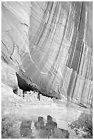 White House Anasazi ruins and wall with desert varnish. Canyon de Chelly  National Monument, Arizona, USA (black and white)